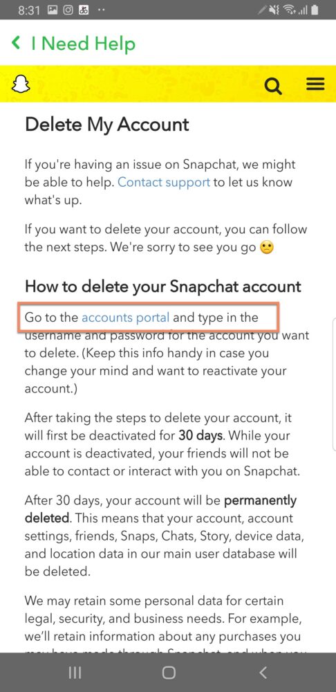 Snapchat How to delete Snapchat