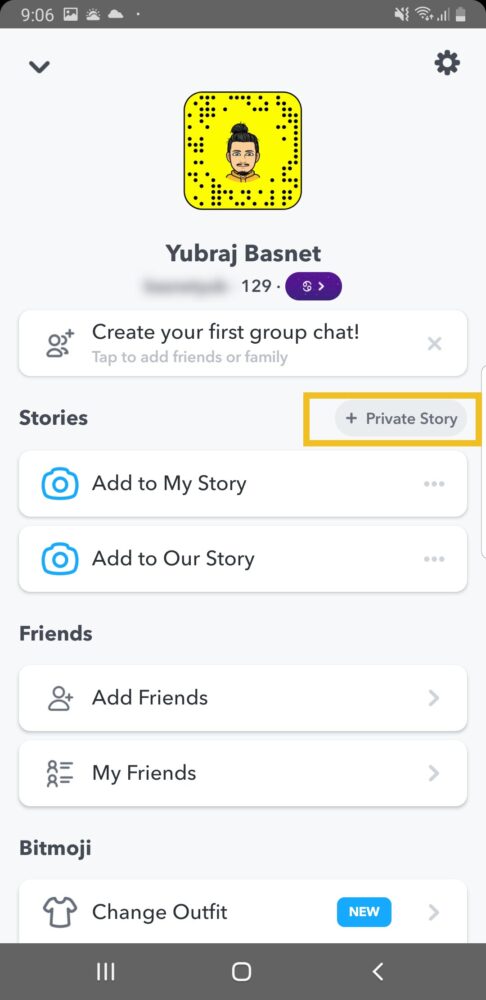 Snapchat Profile Page Private Story Button