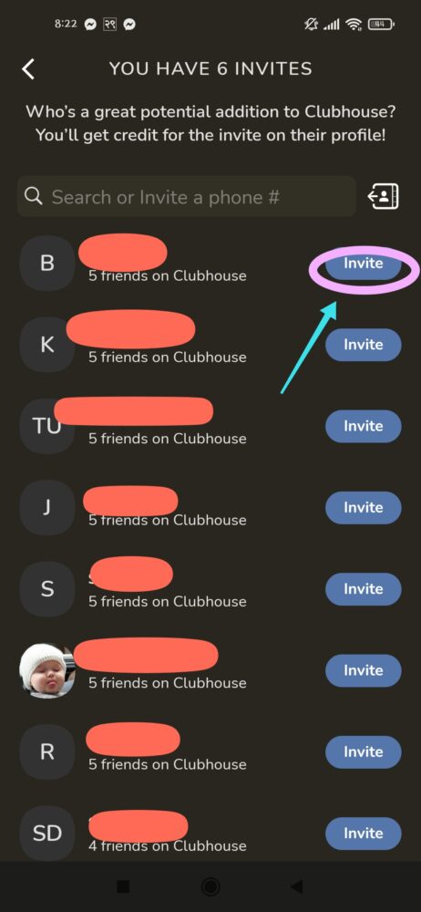 Clubhouse Invite Friends