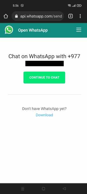 WhatsApp URL method to message unsaved contact