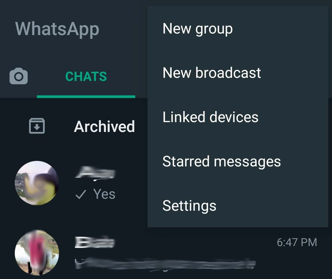 tap settings to sync the mobile WhatsApp app to laptop