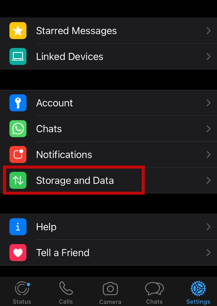 WhatsApp storage and data ios