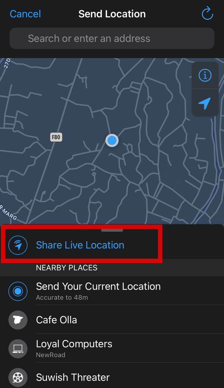 live location iphone