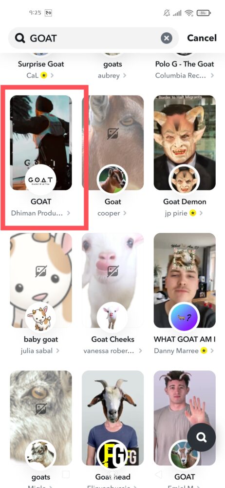 Snapchat GOAT Filter