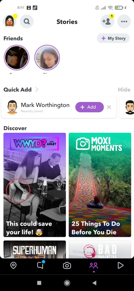 Snapchat Stories Page