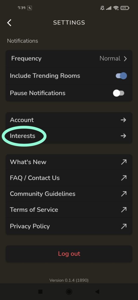 Clubhouse Interest Option