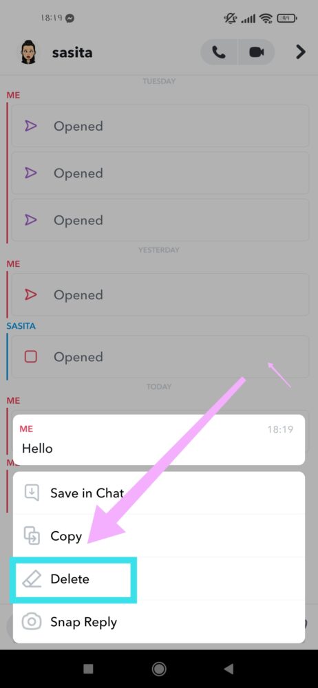 Snapchat- Delete Message 1