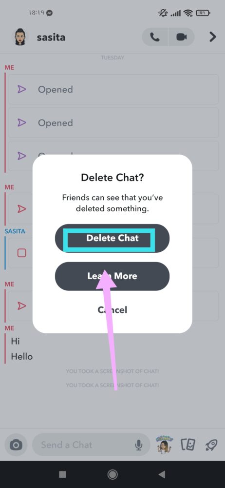 Snapchat- Delete Message 2