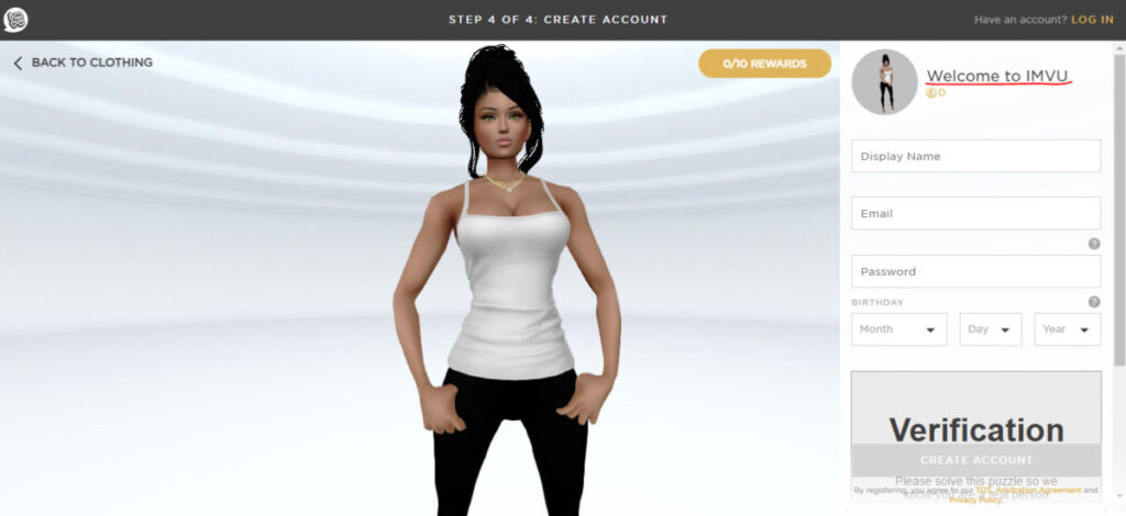 create an IMVU account