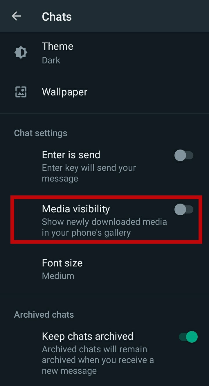 WhatsApp media visibility