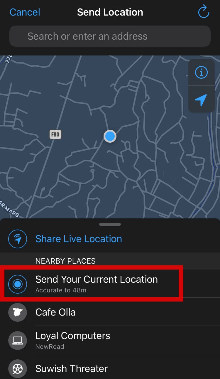 current location iphone